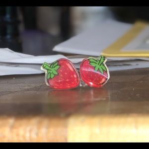 Handmade Strawberry Stud Earrings 🍓